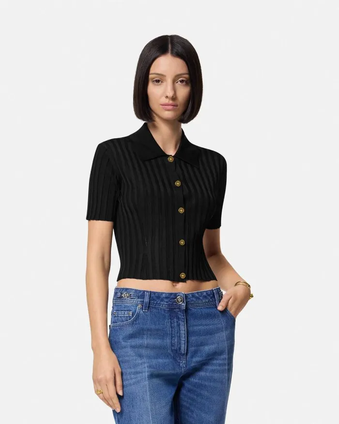 Knit Shirt Black Women Versace Knitwear