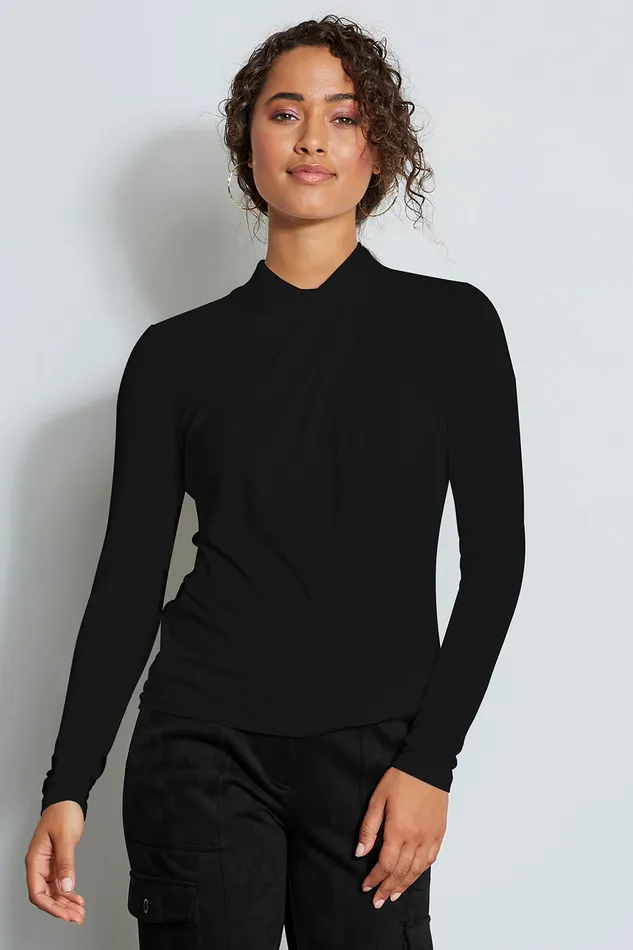 Knits and Sweaters Women Elie Tahari Long Sleeve Twist Neck Knit NOIR