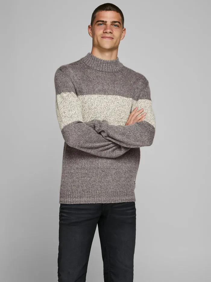 Knitwear JACK and JONES Mens CREW NECK KNITTED PULLOVER Grey Grey Melange Gift for Friend Knitwear JACK and JONES Mens CREW NECK KNITTED PULLOVER Grey Grey Melange Gift for Friend