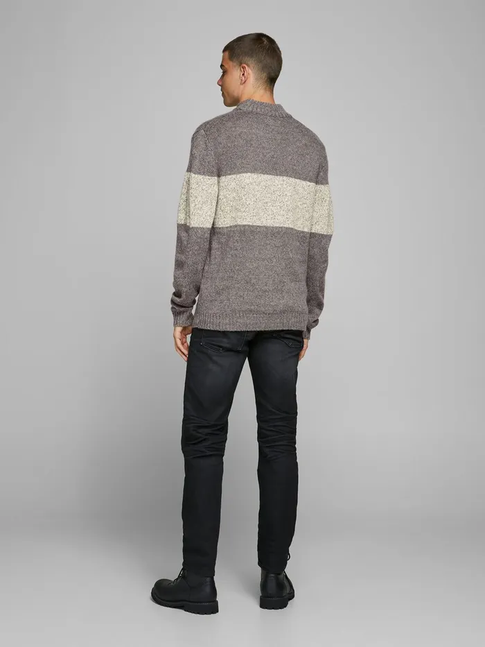 Knitwear JACK and JONES Mens CREW NECK KNITTED PULLOVER Grey Grey Melange Gift for Friend
