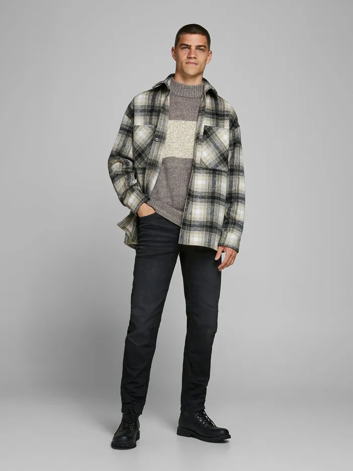 Knitwear JACK and JONES Mens CREW NECK KNITTED PULLOVER Grey Grey Melange Gift for Friend