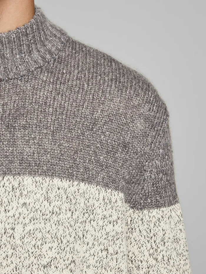 Knitwear JACK and JONES Mens CREW NECK KNITTED PULLOVER Grey Grey Melange Gift for Friend