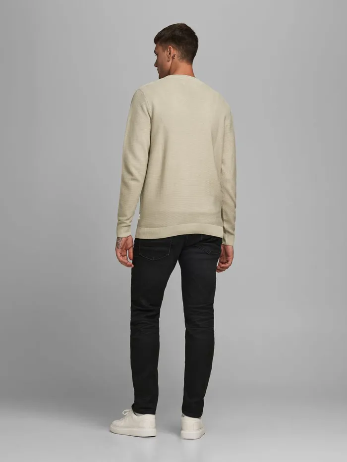 Knitwear JACK and JONES Mens PLAIN KNITTED JUMPER Beige Pure Cashmere Gift 4 You