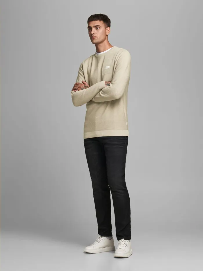 Knitwear JACK and JONES Mens PLAIN KNITTED JUMPER Beige Pure Cashmere Gift 4 You