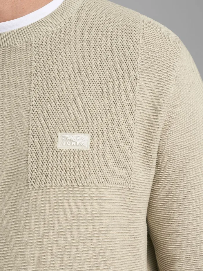 Knitwear JACK and JONES Mens PLAIN KNITTED JUMPER Beige Pure Cashmere Gift 4 You