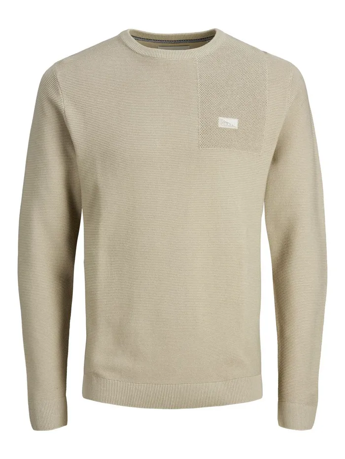 Knitwear JACK and JONES Mens PLAIN KNITTED JUMPER Beige Pure Cashmere Gift 4 You