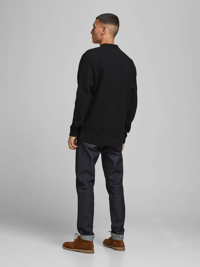 Knitwear JACK and JONES Mens ZIPPED CARDIGAN Black Black Popular