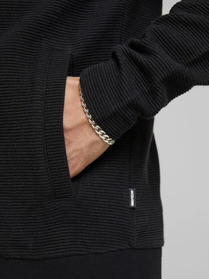 Knitwear JACK and JONES Mens ZIPPED CARDIGAN Black Black Popular