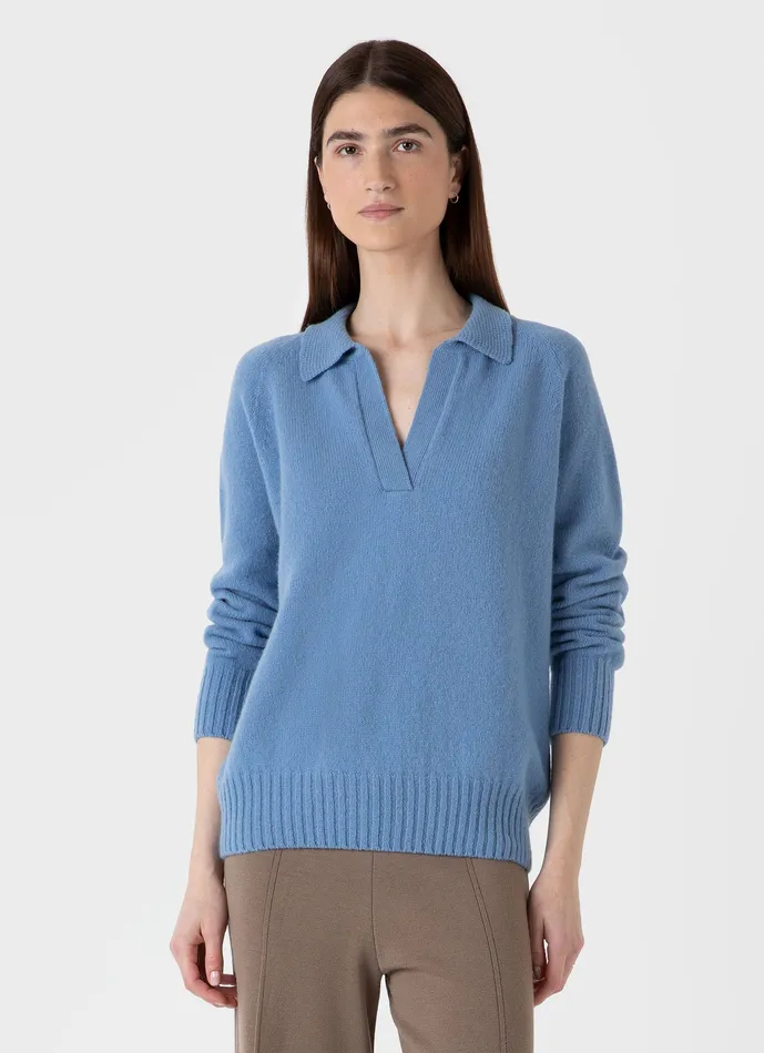 Knitwear Lambswool Polo Jumper Cornflower ussunspel Women