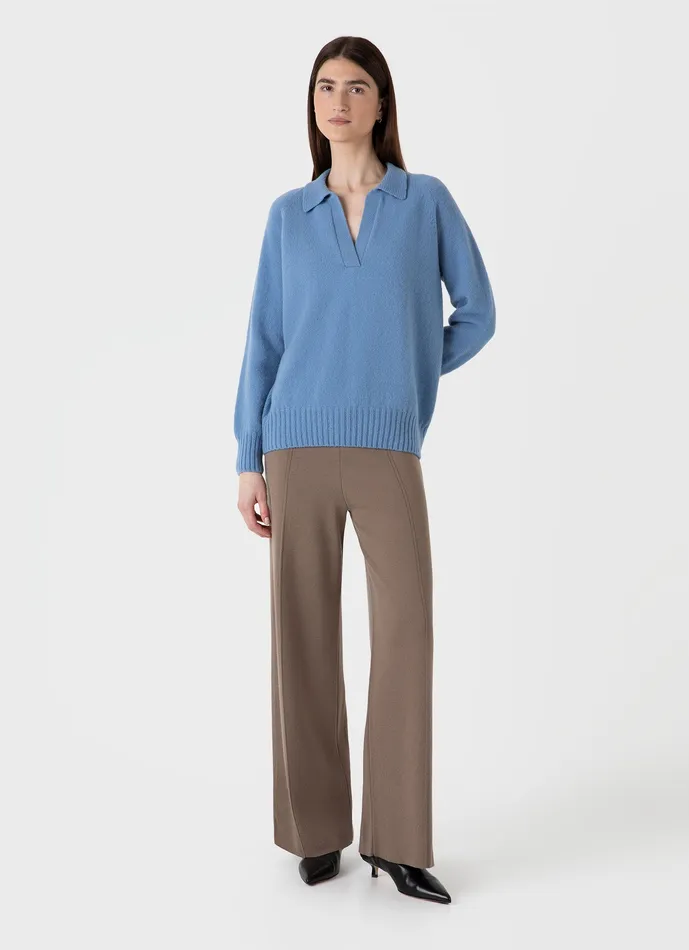 Knitwear Lambswool Polo Jumper Cornflower ussunspel Women Knitwear Lambswool Polo Jumper Cornflower ussunspel Women