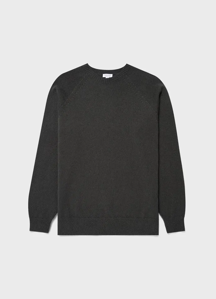 Knitwear Men ussunspel Lambswool Crew Neck Jumper Drill Green