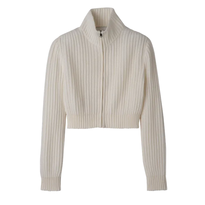 KnitwearTops and Blouses Women Longchamp Zip collar short cardigan Ecru