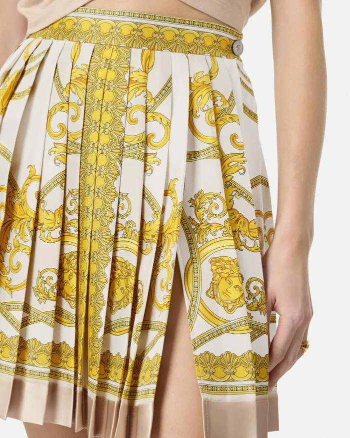 La Coupe Des Dieux Silk Pleated Skirt Goldprint Women Versace Skirts