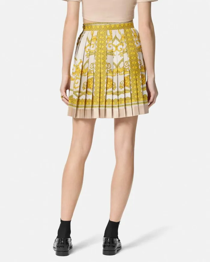 La Coupe Des Dieux Silk Pleated Skirt Goldprint Women Versace Skirts