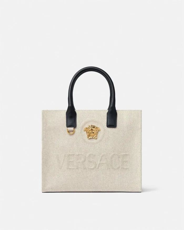 La Medusa Canvas Small Tote Bag Beige Women Versace Totes
