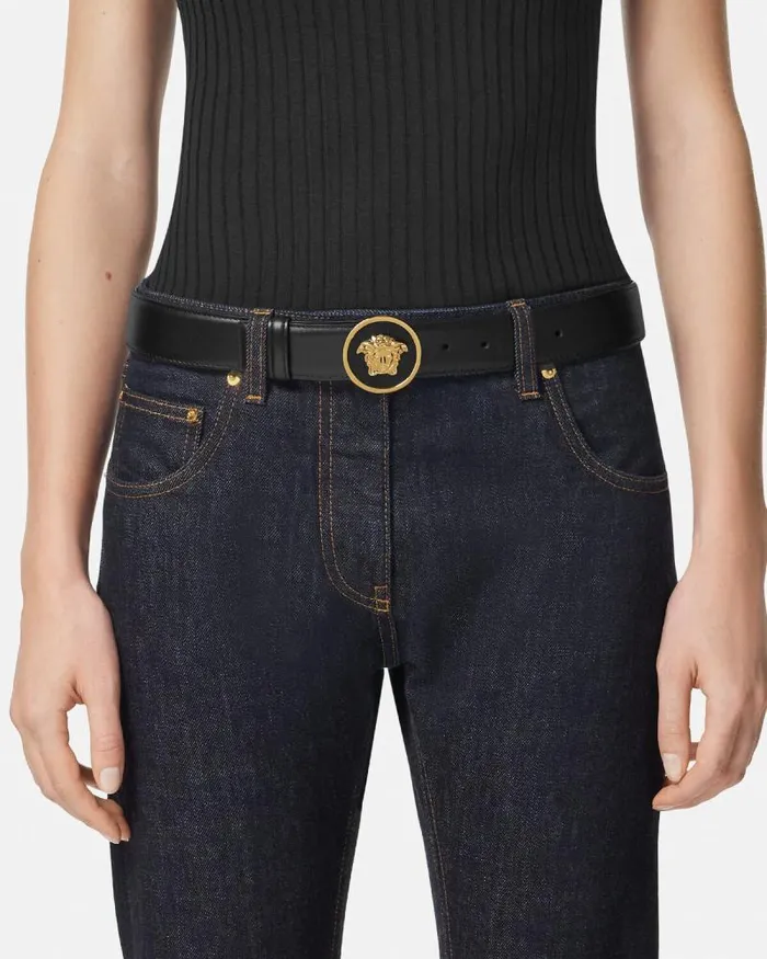 La Medusa Leather Belt 12034 Blackgold Women Versace Belts