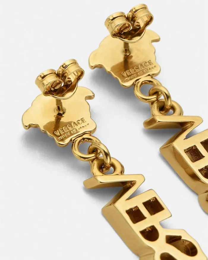 La Medusa Logo Drop Earrings Light Gold Women Versace Earrings