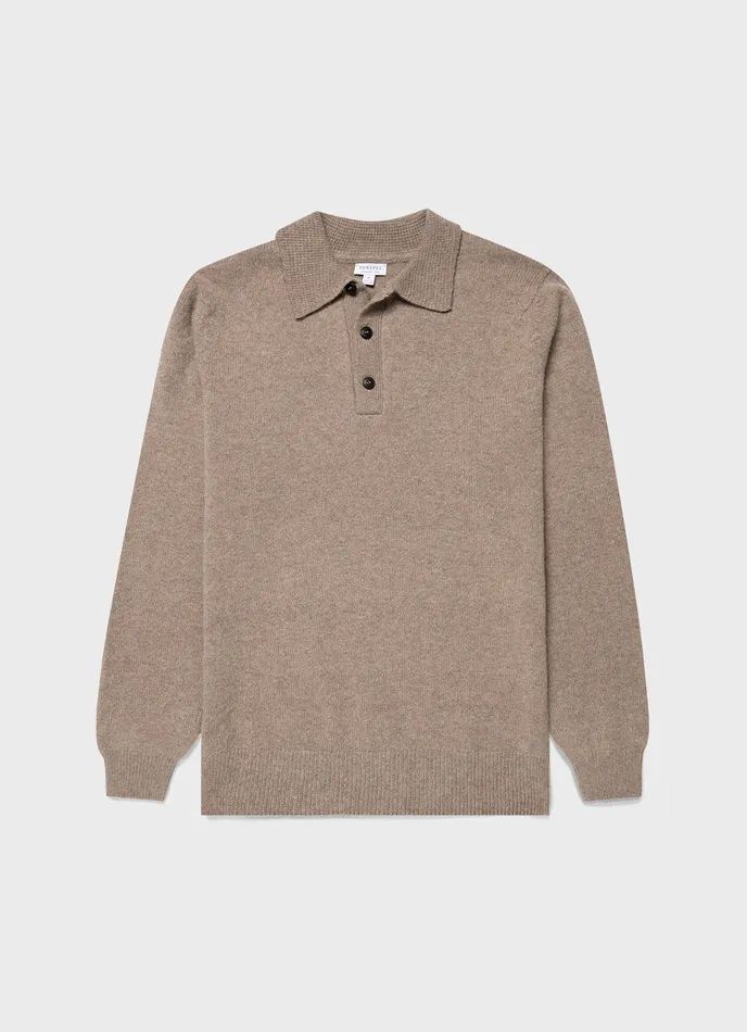 Lambswool Polo Shirt Sandstone Men Knitwear ussunspel