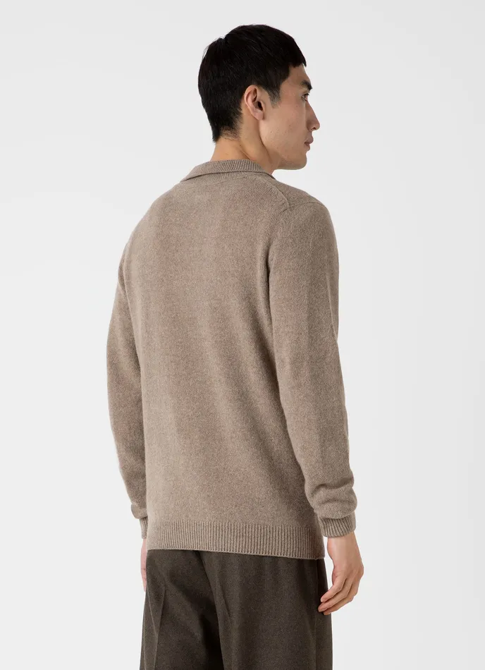 Lambswool Polo Shirt Sandstone Men Knitwear ussunspel