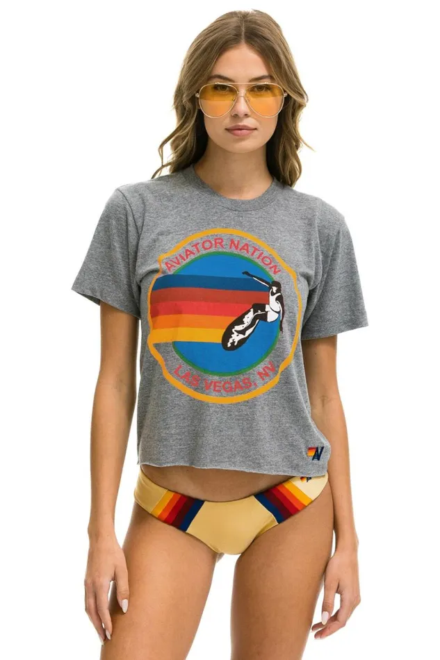 Las Vegas Boyfriend Tee 8211 Heather Grey Women Aviator Nation Tees