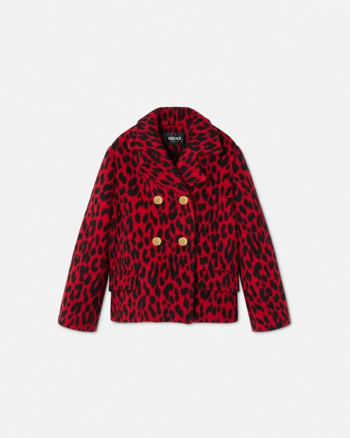 Leopard Jacquard Kids Peacoat Animalier Children Versace Clothing