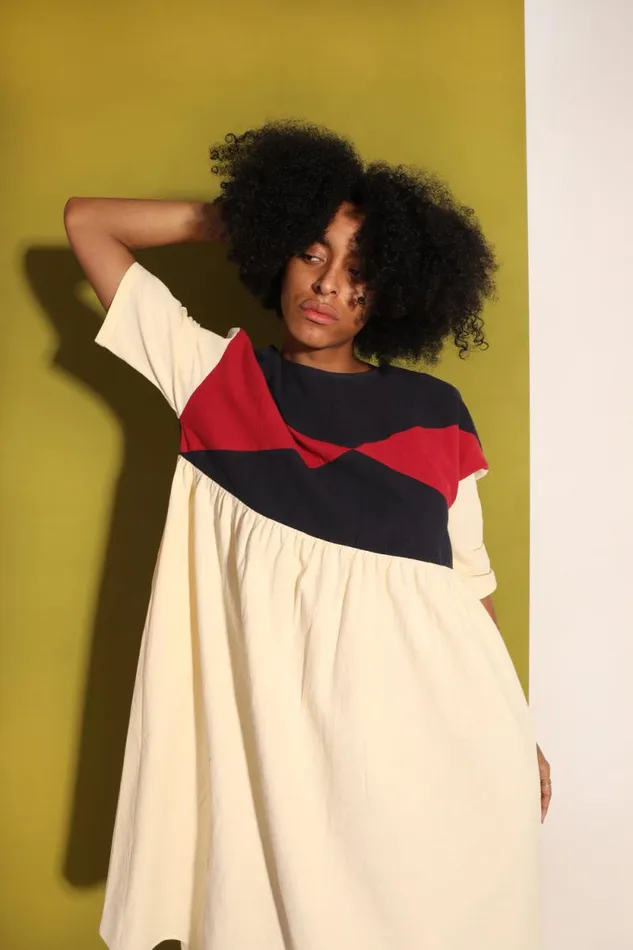 LF Markey Dresses Women Eames Dress Ecru Patchwork