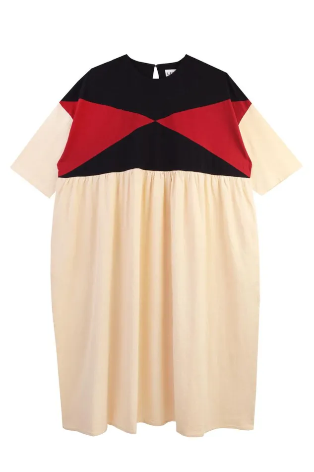 LF Markey Dresses Women Eames Dress Ecru Patchwork