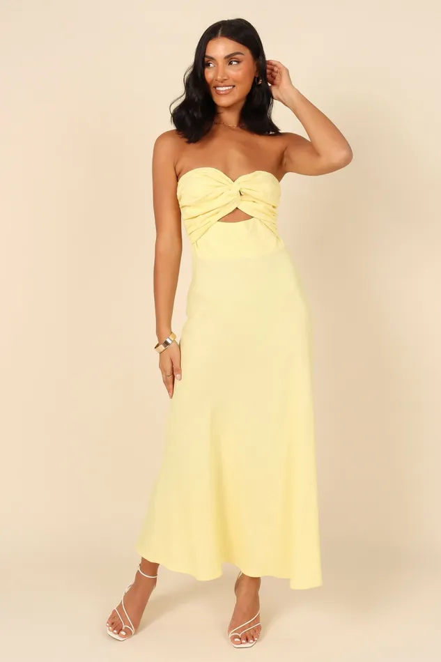 Linen Dresses Petal and Pup Women Rosetta Dress Lemon