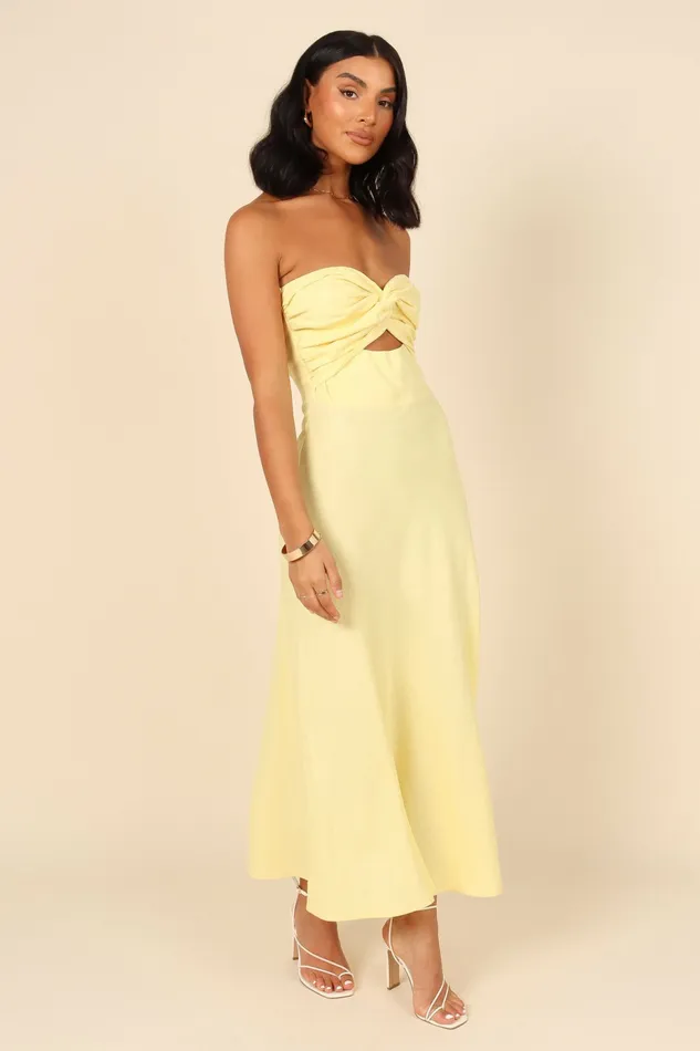 Linen Dresses Petal and Pup Women Rosetta Dress Lemon