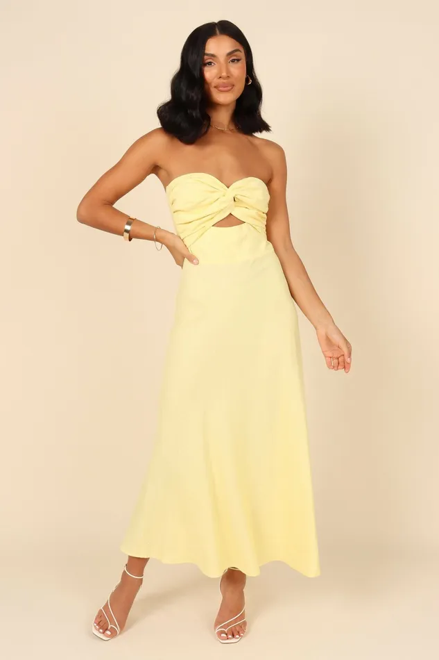 Linen Dresses Petal and Pup Women Rosetta Dress Lemon