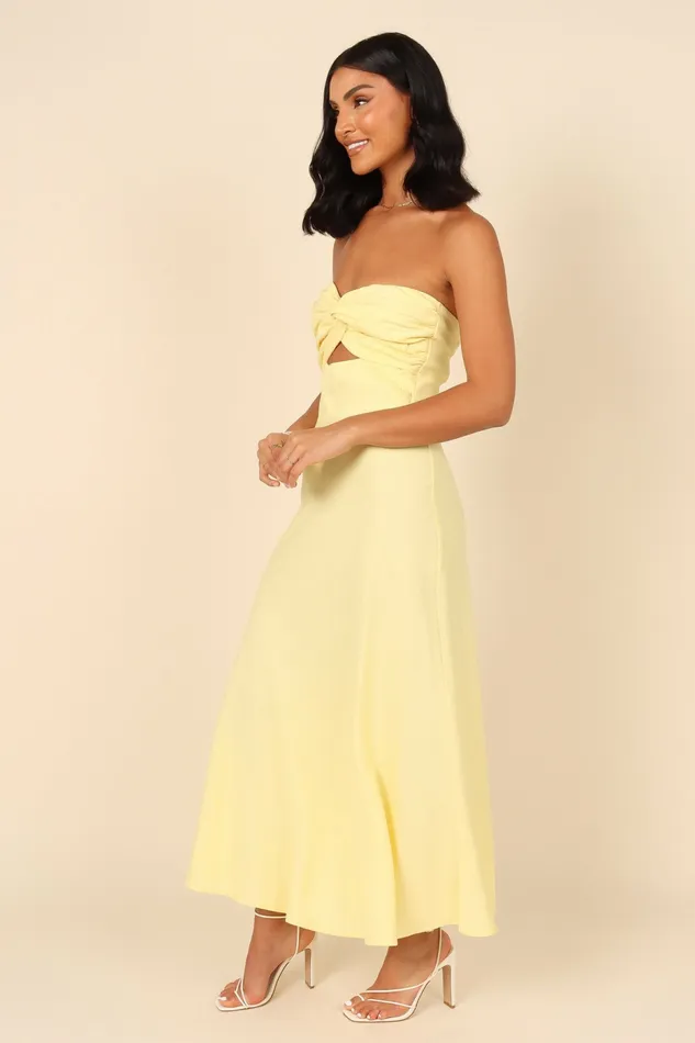 Linen Dresses Petal and Pup Women Rosetta Dress Lemon