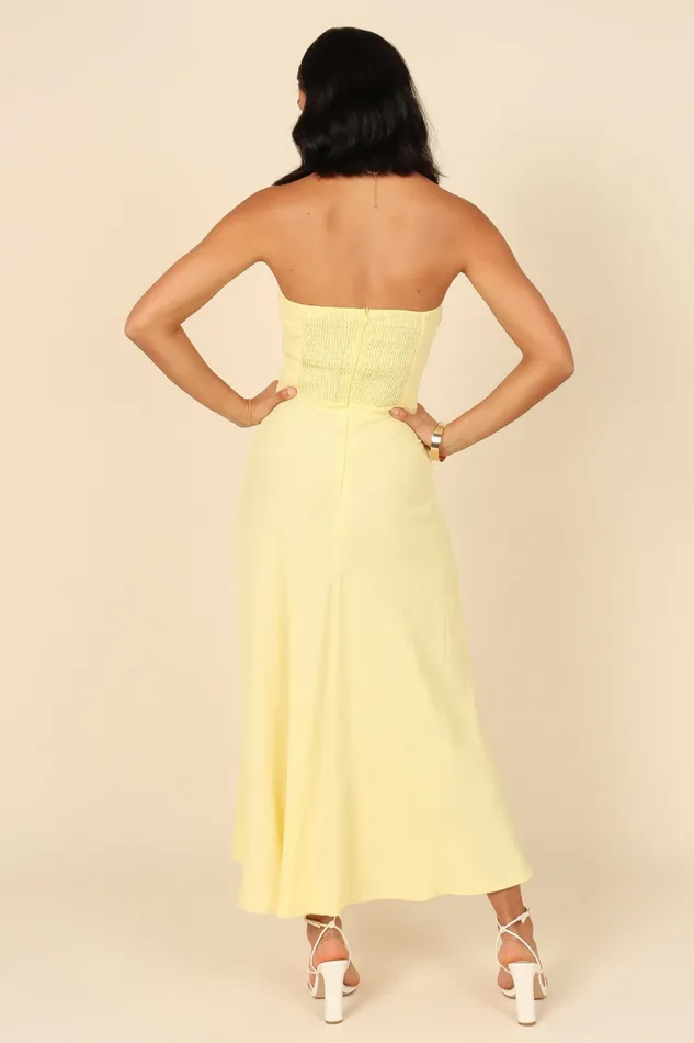 Linen Dresses Petal and Pup Women Rosetta Dress Lemon