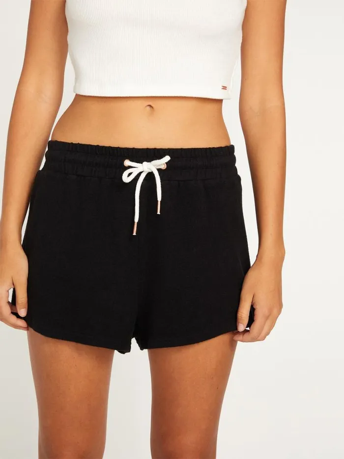 Lived In Lounge Fleece Shorts 8211 Black Womens Volcom Bottoms