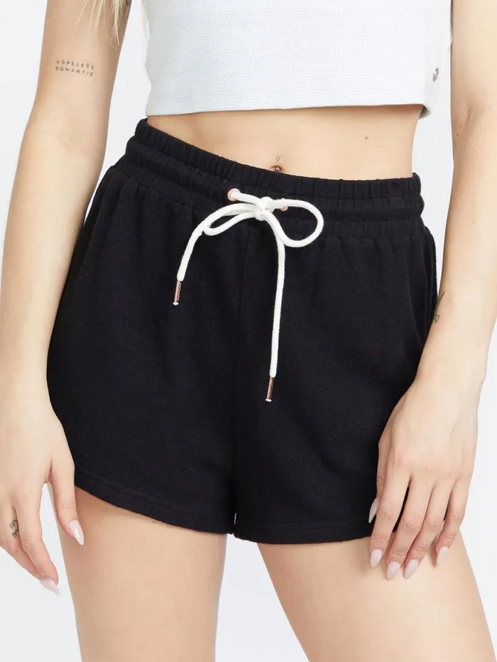 Lived In Lounge Fleece Shorts 8211 Black Womens Volcom Bottoms