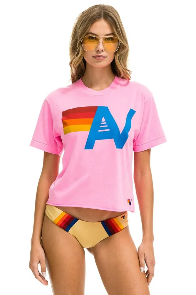 Logo Boyfriend Tee 8211 Neon Pink Women Aviator Nation Tees