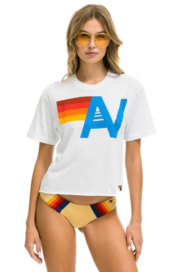 Logo Boyfriend Tee 8211 White Women Aviator Nation Tees