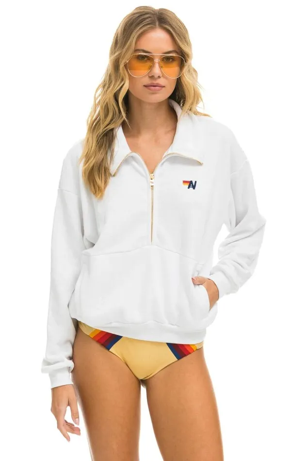 Logo Embroidery Half Zip Sweatshirt 8211 White WomenMen Aviator Nation Sweatshirts Logo Embroidery Half Zip Sweatshirt 8211 White WomenMen Aviator Nation Sweatshirts