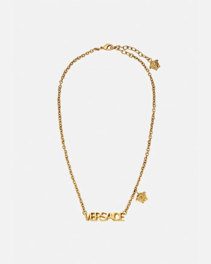Logo Necklace Light Gold WomenMen Versace Necklaces