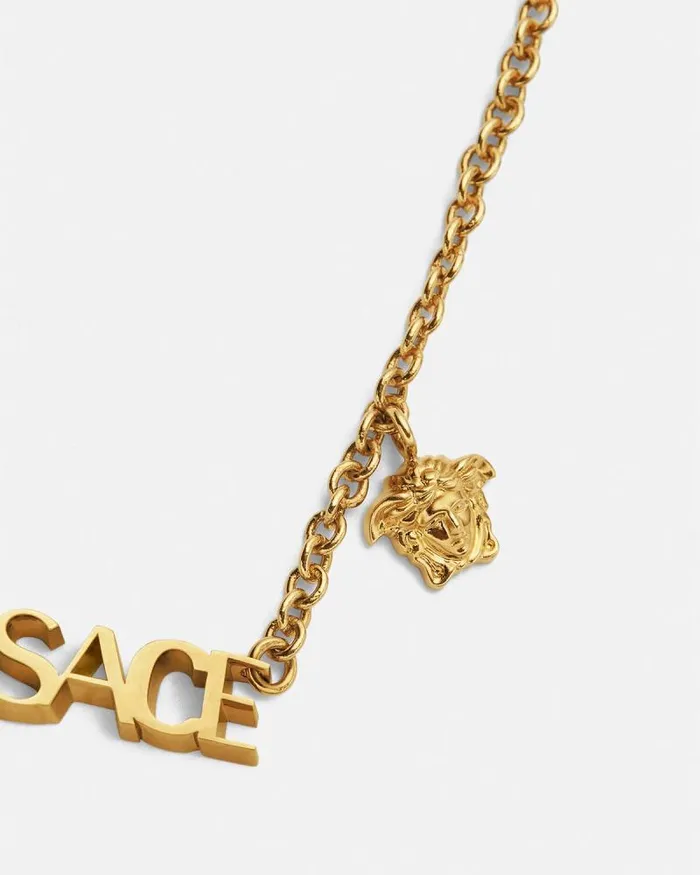 Logo Necklace Light Gold WomenMen Versace Necklaces