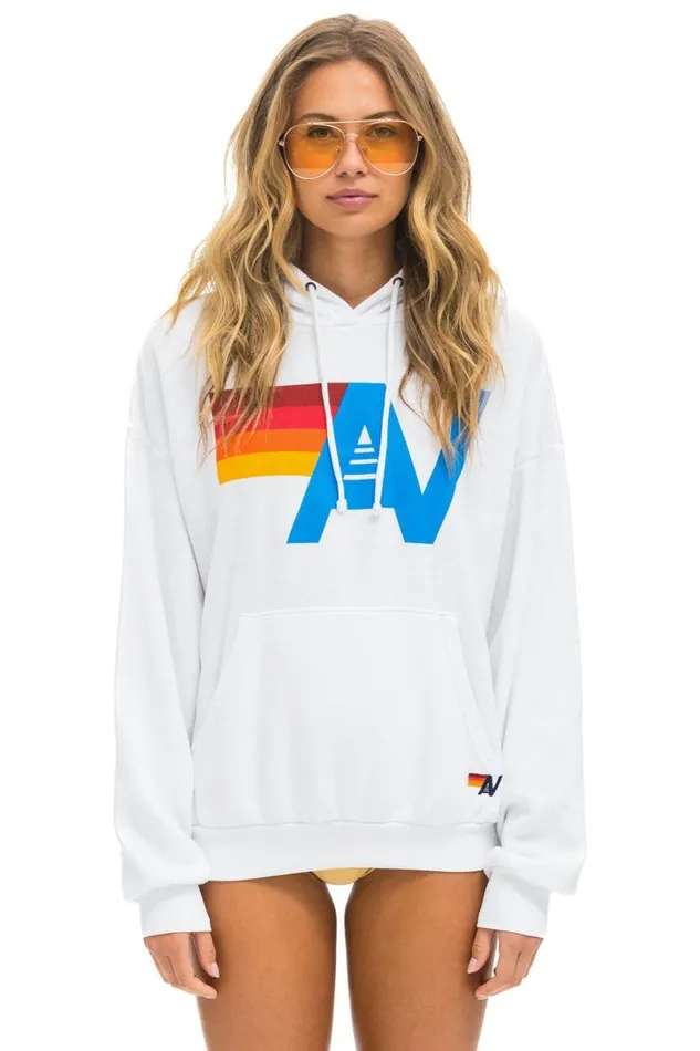 Logo Pullover Relaxed Hoodie 8211 White WomenMen Aviator Nation Hoodies