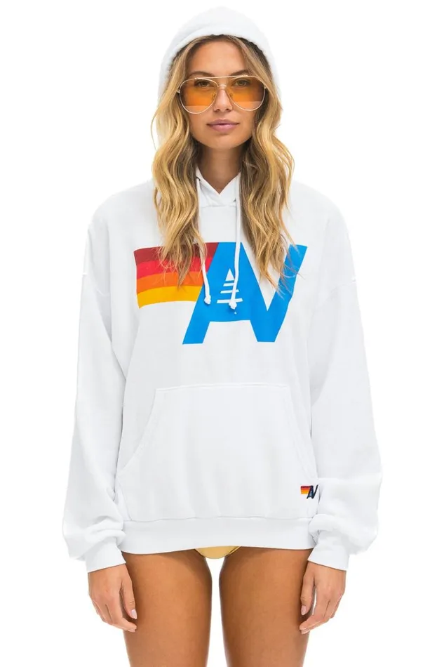 Logo Pullover Relaxed Hoodie 8211 White WomenMen Aviator Nation Hoodies