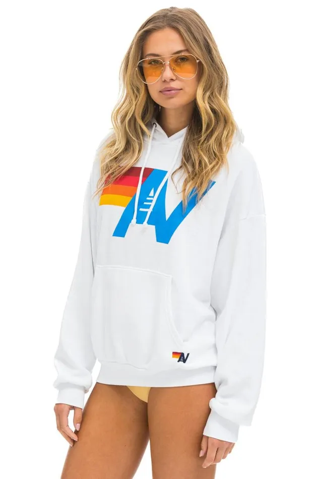 Logo Pullover Relaxed Hoodie 8211 White WomenMen Aviator Nation Hoodies
