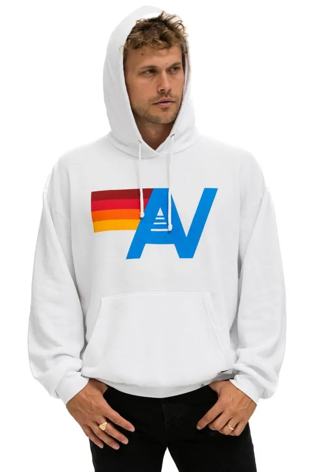 Logo Pullover Relaxed Hoodie 8211 White WomenMen Aviator Nation Hoodies