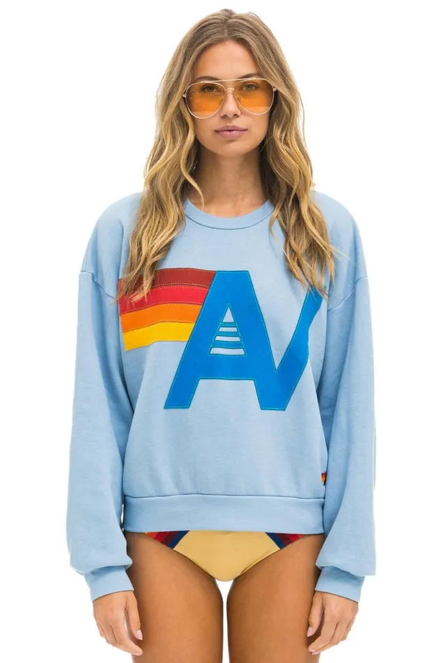 Logo Stitch Relaxed Crew Sweatshirt 8211 Ice WomenMen Aviator Nation Sweatshirts Logo Stitch Relaxed Crew Sweatshirt 8211 Ice WomenMen Aviator Nation Sweatshirts
