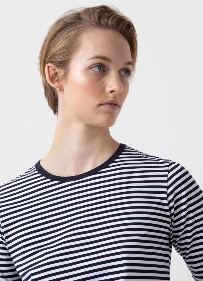 Long Sleeve Classic Tshirt Whitenavy Women SUNSPEL Tshirts and Tops