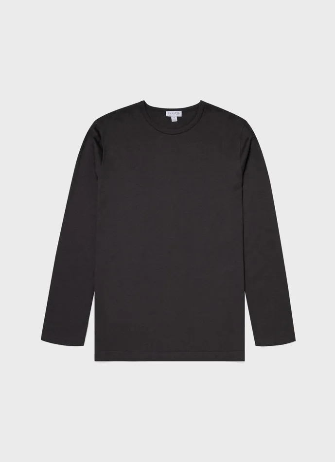 Long Sleeve Cotton Modal Lounge Tshirt Charcoal Men SUNSPEL Loungewear and Sleepwear