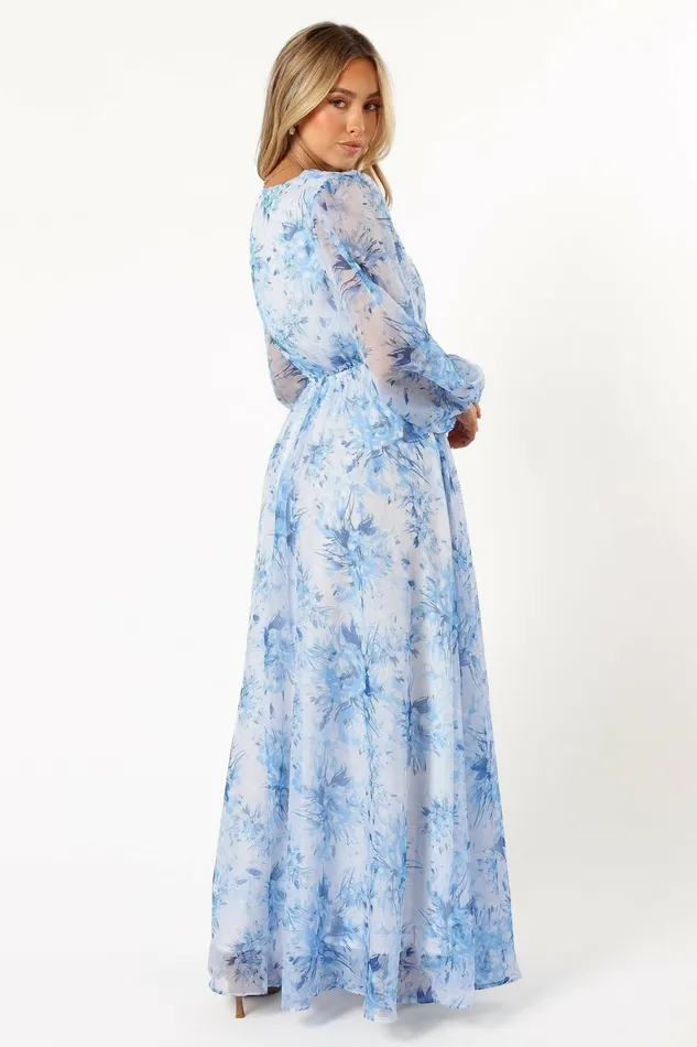 Long Sleeve Dresses Anisa Maxi Dress Blue Floral 8211 Petal and Pup Women
