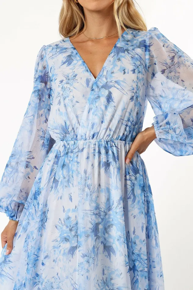 Long Sleeve Dresses Anisa Maxi Dress Blue Floral 8211 Petal and Pup Women