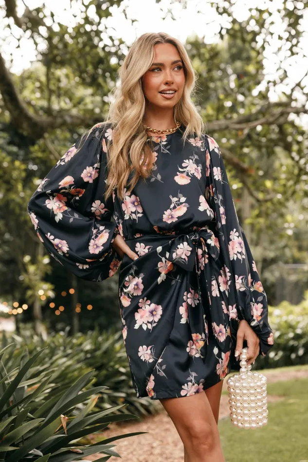 Long Sleeve Dresses Emillia Dress Dark Floral 8211 Petal and Pup Women