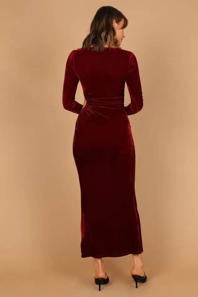 Long Sleeve Dresses Sarine Long Sleeve Maxi Dress Wine Petal and Pup Women